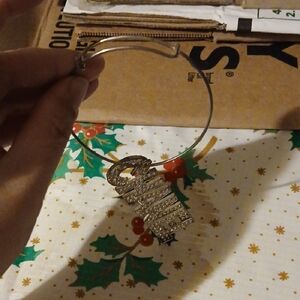 Chanel Silver Bracelet with Rhinestone Charm